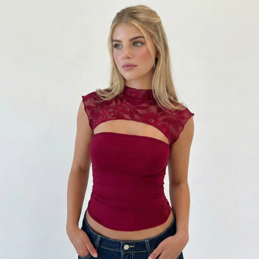 AMARA LACE CUT-OUT TOP