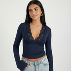 NOIR LACE WRAP TOP