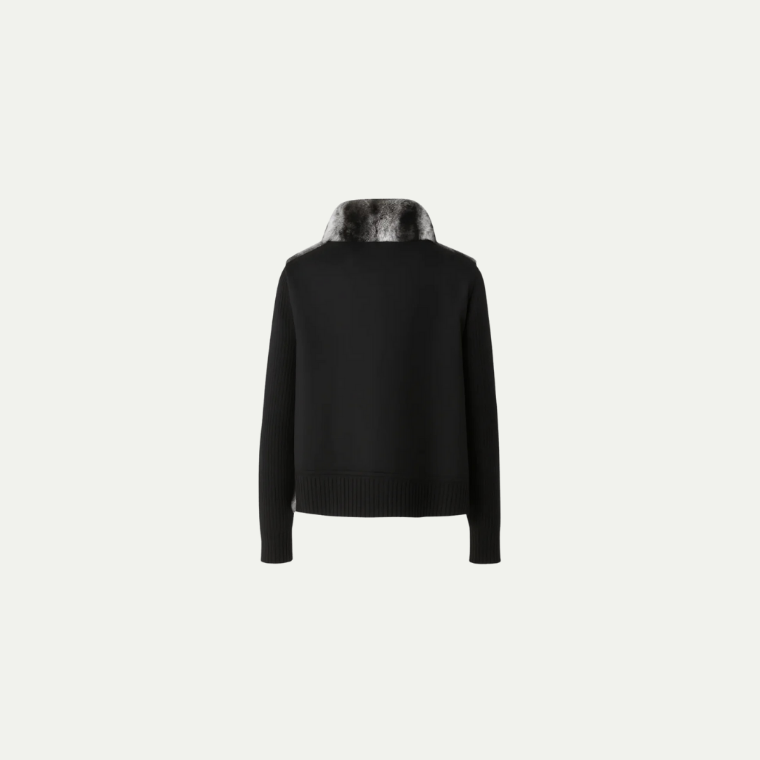 LUMIÈRE STRIPED FUR-KNIT JACKET