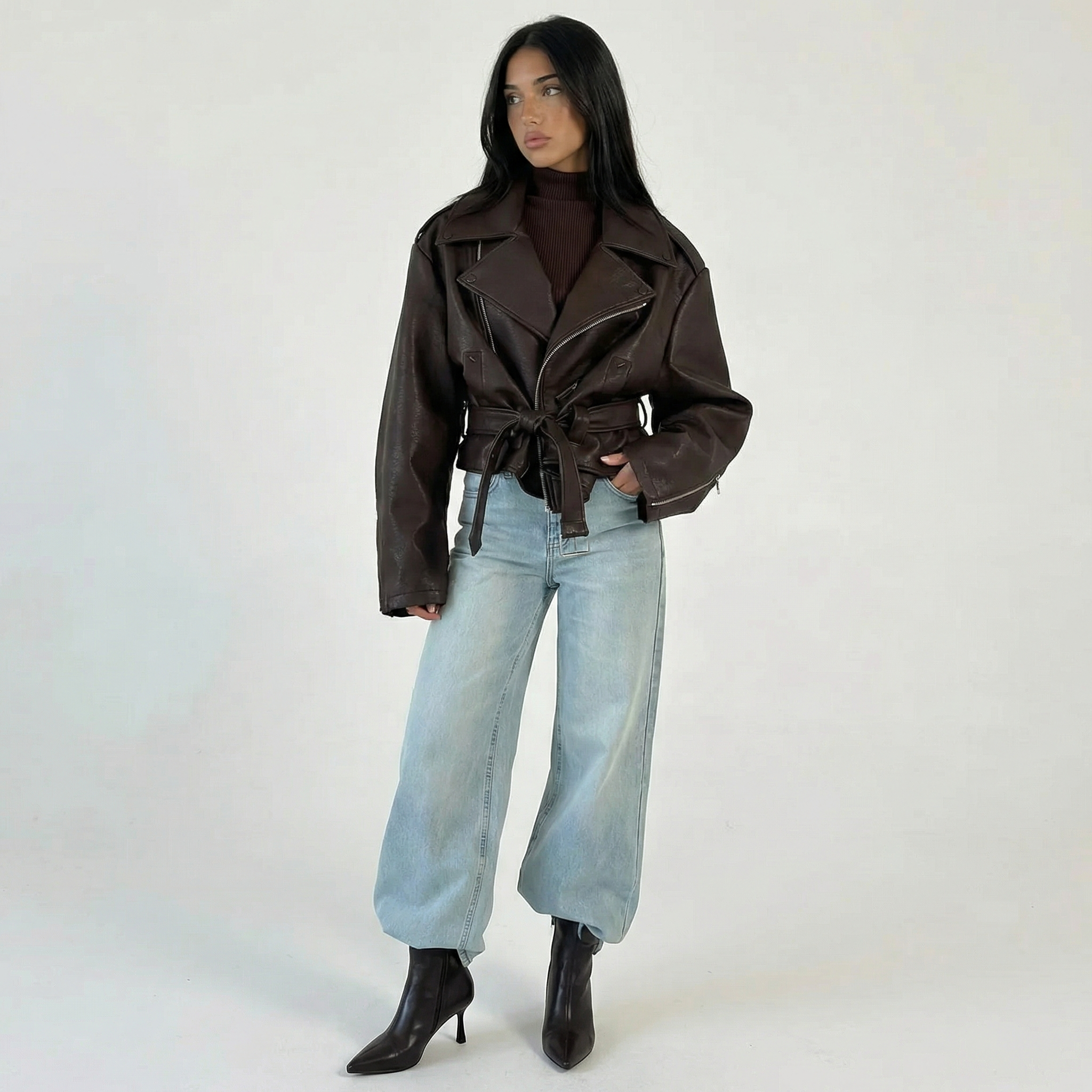 LARA BELTED MOTO JACKET