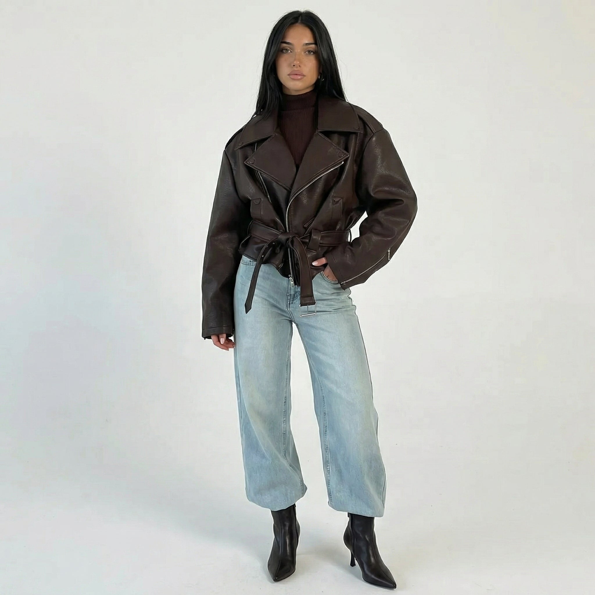 LARA BELTED MOTO JACKET