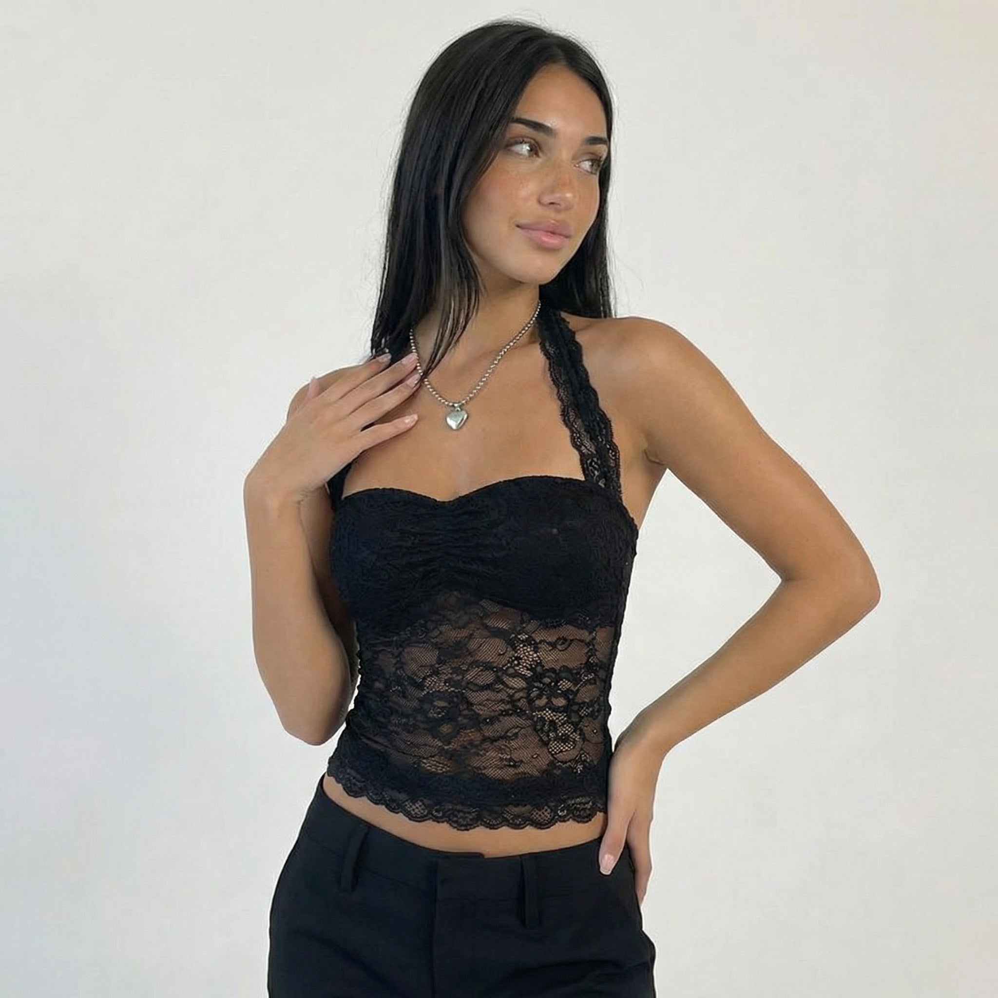 NOIR LACE HALTER