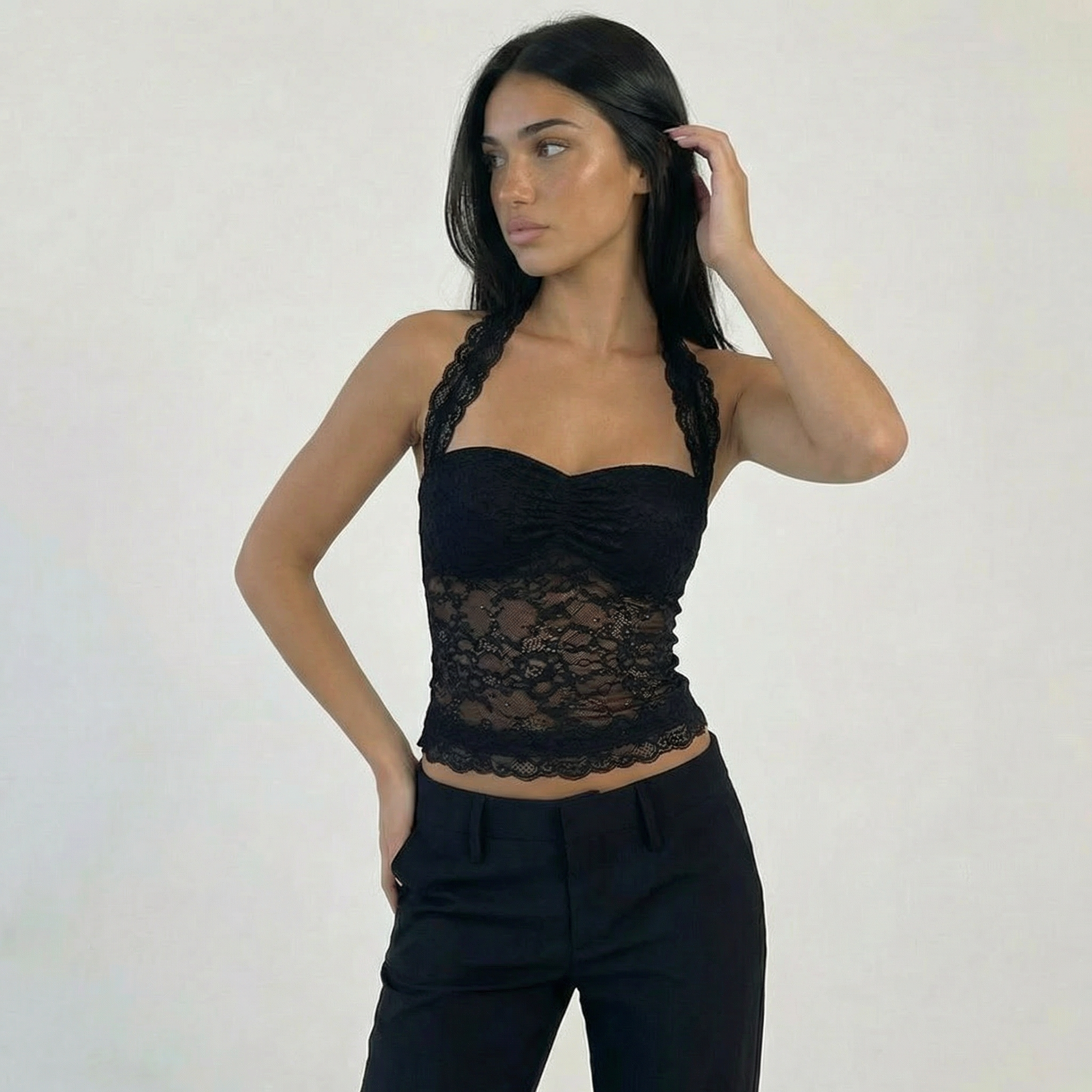 NOIR LACE HALTER