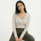 ESSENTIAL LACE-LAYER CARDIGAN