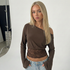 VELORA LACE ONE-SHOULDER TOP