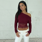 VELORA LACE ONE-SHOULDER TOP