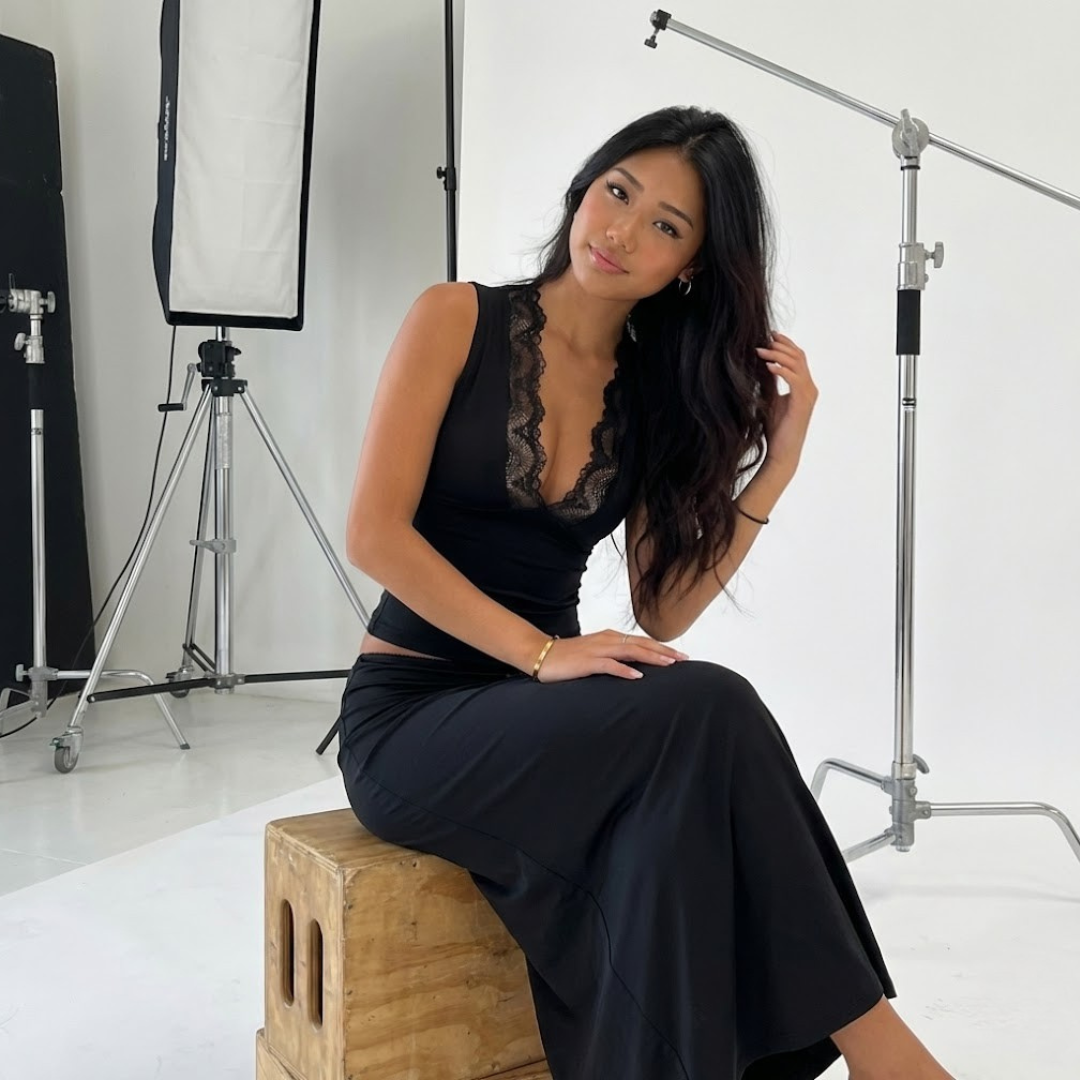 MIDNIGHT LACE V-NECK TOP