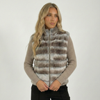 LUMIÈRE STRIPED FUR-KNIT JACKET
