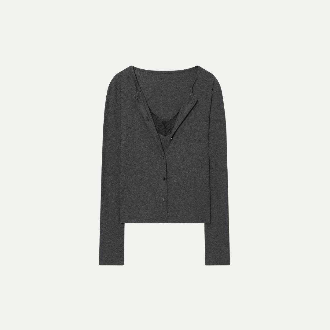 ESSENTIAL LACE-LAYER CARDIGAN